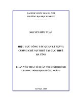 Hiệu lực công tác quản lý nợ và cưỡng chế nợ thuế tại cục thuế hà tĩnh 