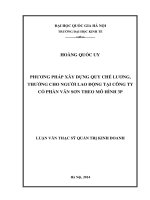 Phương pháp xây dựng quy chế lương, thưởng cho người lao động tại công ty cổ phần vân sơn theo mô hình 3p 
