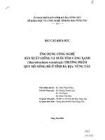 Ứng dụng công nghệ sản xuất giống và nuôi tôm càng xanh thương phẩm quy mô nông hộ ở tỉnh bà rịa vũng tàu 