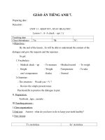 Giáo án Tiếng Anh 7 unit 11: Keep fit, stay healthy