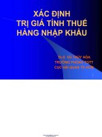 BÀI GIẢNG xác ĐỊNH GIÁ TRỊ TÍNH THUẾ HÀNG NHẬP KHẨU   TH s vũ THÚY hòa 