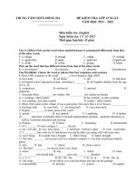 ĐỀ KIỂM TRA LỚP 12 :Môn kiểm tra: English
