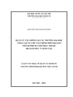 Quản lý tài chính tại các trường đại học công lập tự chủ tài chính trên địa bàn thành phố hà nội trực thuộc bộ giáo dục và đào tạo 