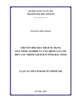 Chuyển đổi mục đích sử dụng đất nông nghiệp và tác động của nó đến các nhóm lợi ích ở tỉnh bắc ninh 