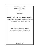 QUẢN lý NHÀ nước đối với NGÀNH CÔNG NGHIỆP KHAI KHOÁNG TỈNH hà GIANG THEO HƯỚNG PHÁT TRIỂN KINH tế XANH 