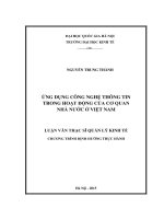 Ứng dụng công nghệ thông tin trong hoạt động của cơ quan nhà nước ở việt nam 