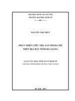 PHÁT TRIỂN TIÊU THỤ sản PHẨM CHÈ TRÊN địa bàn TỈNH hà GIANG 