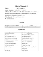 Giáo án Tiếng Anh 7 unit 14: Freetime fun