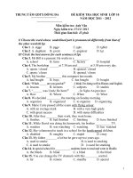 ĐỀ KIỂM TRA HỌC SINH  LỚP 10 : MÔN ANH VĂN