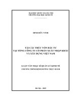Tái cấu trúc vốn đầu tư tại tổng công ty cổ phần xuất nhập khẩu và xây dựng việt nam 