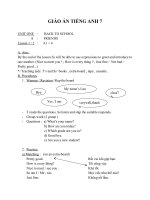 Giáo án Tiếng Anh 7 unit 1: Back to school