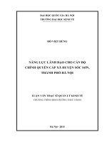 Nâng cao năng lực lãnh đạo cho cán bộ chính quyền cấp xã huyện sóc sơn, thành phố hà nội 