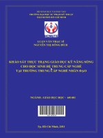 khảo sát thực trạng giáo dục kỹ năng sống cho học sinh hệ trung cấp nghề tại trường trung cấp nghề nhân đạo 