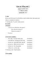 Giáo án Tiếng Anh 7 unit 15: Going out