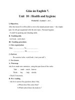 Giáo án Tiếng Anh 7 unit 10: Health and hygiene