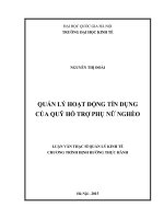 Quản lý hoạt động tín dụng của quỹ hỗ trợ phụ nữ nghèo 