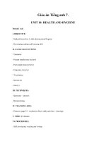 Giáo án Tiếng Anh 7 unit 10: Health and hygiene