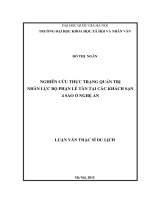 Nghiên cứu thực trạng quản trị nhân lực bộ phận lễ tân tại các khách sạn 4 sao ở nghệ an 