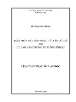 Biện pháp đặt tiền hoặc tài sản có giá trị để bảo đảm trong tố tụng hình sự 