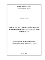 Giải quyết việc làm cho người lao động bị thu hồi đất trên địa bàn huyện mỹ hào   tỉnh hưng yên 