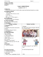 Giáo án Tiếng Anh 6 Unit 1: Greetings