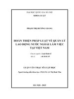 Hoàn thiện pháp luật về quản lý lao động nước ngoài tại việtnam 