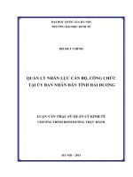 Quản lý nhân lực cán bộ, công chức tại ủy ban nhân dân tỉnh hải dương 