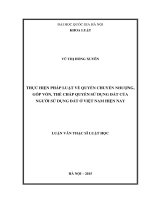 Thực hiện pháp luật về quyền chuyển nhượng, góp vốn, thế chấp quyền sử dụng đất của người sử dụng đất ở việt nam hiện nay 