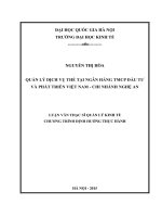 Quản lý dịch vụ thẻ tại ngân hàng TMCP đầu tư và phát triển việt nam   chi nhánh nghệ an 