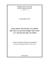 Hoạt động thanh tra tài chính đối với các doanh nghiệp nhà nước của thanh tra bộ tài chính 