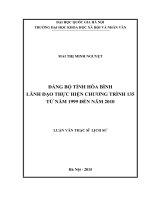 Đảng bộ tỉnh hòa bình lãnh đạo thực hiện chương trình 135 từ năm 1999 đến năm 2010 