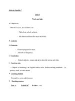 Giáo án Tiếng Anh 7 Unit 5: Work and play