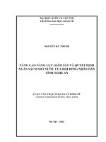 Nâng cao năng lực giám sát và quyết định ngân sách nhà nước của hội đồng nhân dân tỉnh nghệ an 