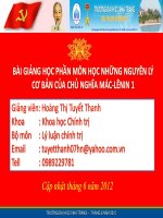 Bài giảng những nguyên lý cơ bản của chủ nghĩa mác   lênin 1  hoàng thị tuyết thanh 