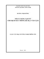 Tối ưu bảng cụm từ cho dịch máy thống kê dựa vào cụm 