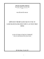 Kiểm soát nội bộ tại ban quản lý dự án cạnh tranh ngành chăn nuôi và an toàn thực phẩm 