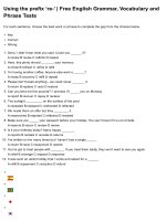 Using the prefix ‘re ’   free english grammar, vocabulary and phrase tests 