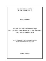 Nghiên cứu trách nhiệm xã hội của tập đoàn viễn thông quân đội (VIETTEL)   thực trạng và giải pháp 