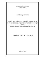 Quyết định hình phạt đối với người chưa thành niên phạm tội theo luật hình sự việt nam (trên cơ sở số liệu thực tiễn địa bàn tỉnh lào cai) 