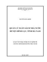 Quản lý ngân sách nhà nước huyện bình lục, tỉnh hà nam 