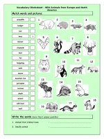 4001 vocabulary matching worksheet  wild animals from europe  north america 