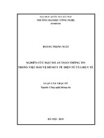 Nghiên cứu mật mã an toàn thông tin trong việc bảo vệ hồ sơ y tế điện tử của bộ y tế 