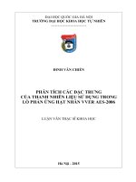 Phân tích các đặc trưng của thanh nhiên liệu sử dụng trong lòphản ứng hạt nhân VVER AES 2006 