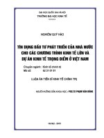 Tín dụng đầu tư phát triển của nhà nước cho các chương trình kinh tế lớn và dự án kinh tế trọng điểm ở việt nam 