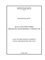 Quản lý đất nông nghiệp trên địa bàn thành phố phủ lý, tỉnh hà nam 
