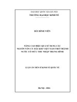 Nâng cao hiệu quả sử dụng các nguồn vốn ưu đãi khi việt nam trở thành nước có mức thu nhập trung bình 