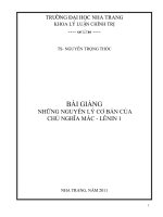 Bài giảng những nguyên lý cơ bản của chủ nghĩa mác   lênin  nguyễn trọng thóc 
