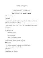 Giáo án Tiếng Anh 7 Unit 2: Personal imformation