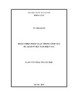 Hoàn thiện pháp luật trong lĩnh vực du lịch ở việt nam hiện nay 