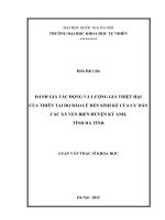 Đánh giá tác động và lượng giá thiệt hại của thiên tai do bão lũ đến sinh kế của cư dân các xã ven biển huyện kỳ anh, tỉnh hà tĩnh 